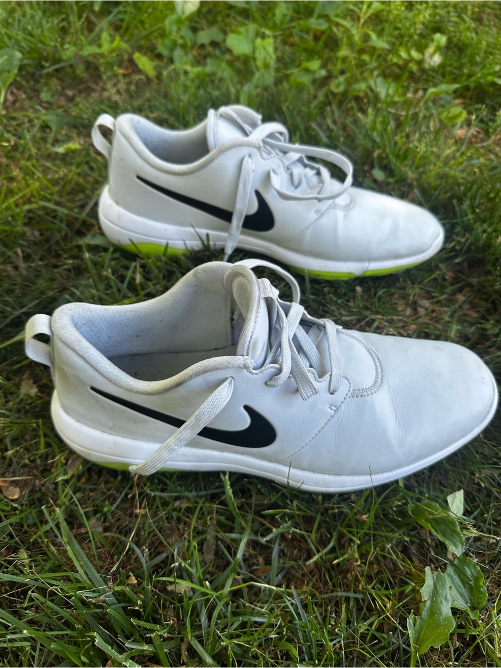 Nike White Golf/Training Shoes with Black Swoosh and Lime Accents